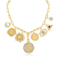 Hot sale holiday vacation evil eye sun charm necklace for women