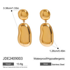 Elegant chunky geometric stainless steel bangle earrings set