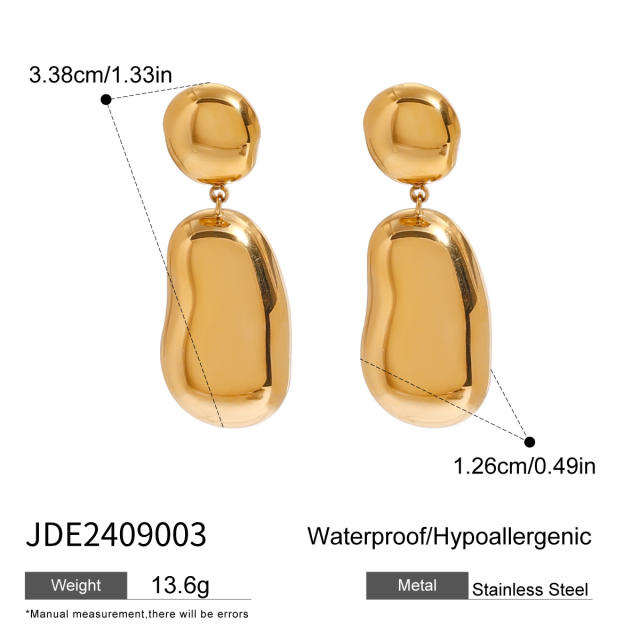 Elegant chunky geometric stainless steel bangle earrings set