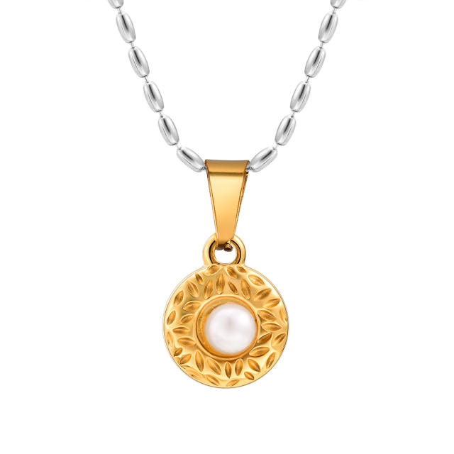 Dainty gold color stainless steel elephant rose flower pendant necklace collection