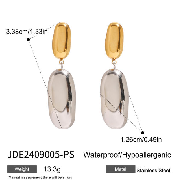 Elegant chunky geometric stainless steel bangle earrings set