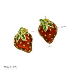 Summer sweet cherry strawberry gold plated copper earrings