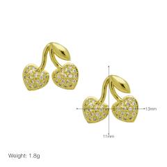 Summer sweet cherry strawberry gold plated copper earrings