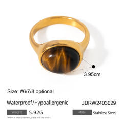 18KG tiger eye stone statement stainless steel finger rings set