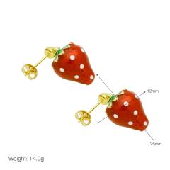 18KG sweet strawberry cherry gold plated copper earrings