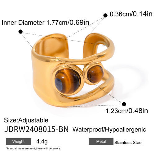 18KG tiger eye stone statement stainless steel finger rings set
