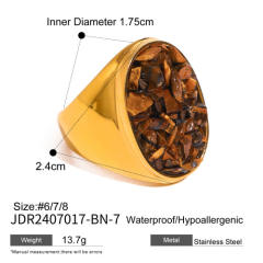 18KG tiger eye stone statement stainless steel finger rings set