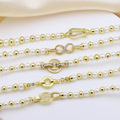 18K gold plated copper ball bead imitation pearl bead choker necklace
