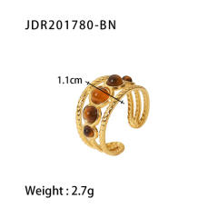 18KG tiger eye stone statement stainless steel finger rings set