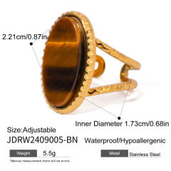 18KG tiger eye stone statement stainless steel finger rings set