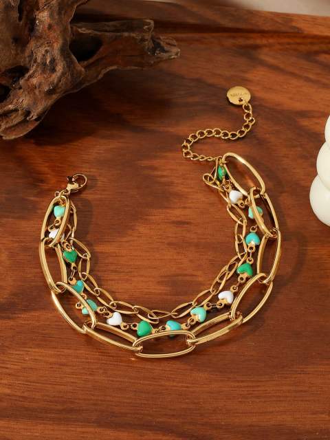 Bohemian stainless steel Gold Chain Miyuki Bead Women's Bracelet