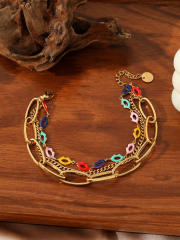 Bohemian stainless steel Gold Chain Miyuki Bead Women's Bracelet