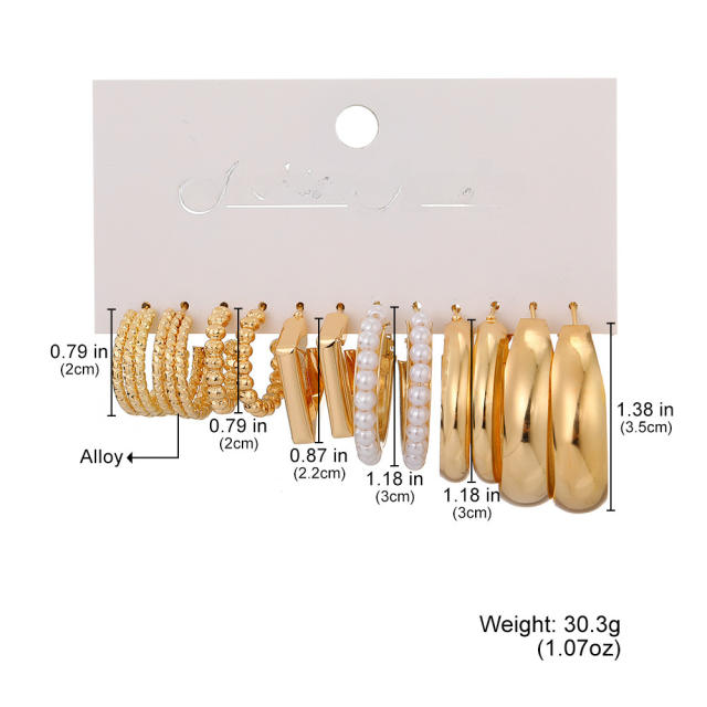 Geometric Multi-layer C- shaped Pearl Earrings Earrings set