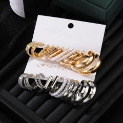 Geometric Multi-layer C- shaped Pearl Earrings Earrings set