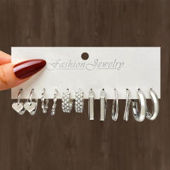 Geometric Multi-layer C- shaped Pearl Earrings Earrings set