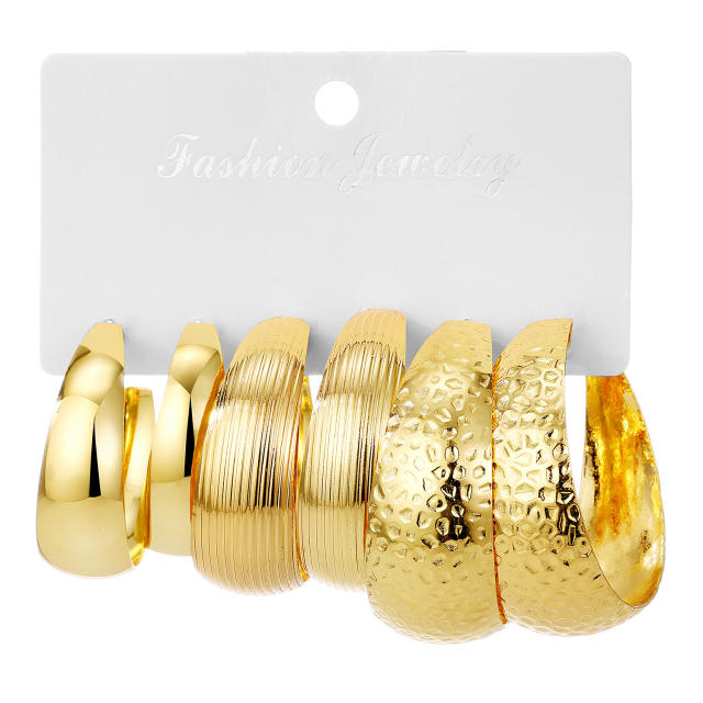 Personality exaggerated alloy earrings creative complex circle earrings suit 3-piece set