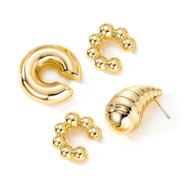 Vintage drop-shaped earrings set creative spherical ear cuff earring set