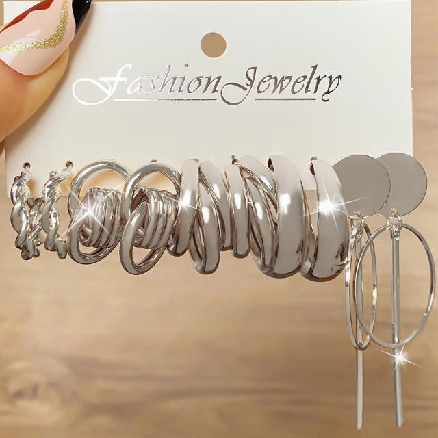 Geometric Multi-layer C- shaped Pearl Earrings Earrings set