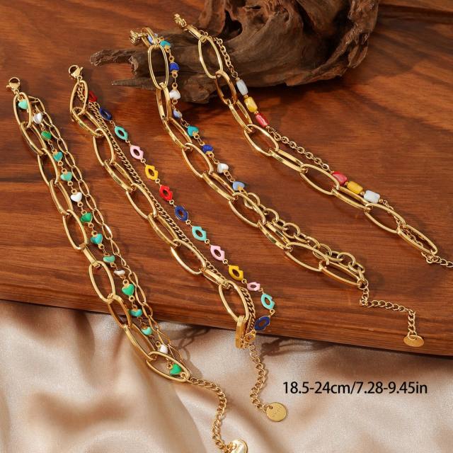 Bohemian stainless steel Gold Chain Miyuki Bead Women's Bracelet