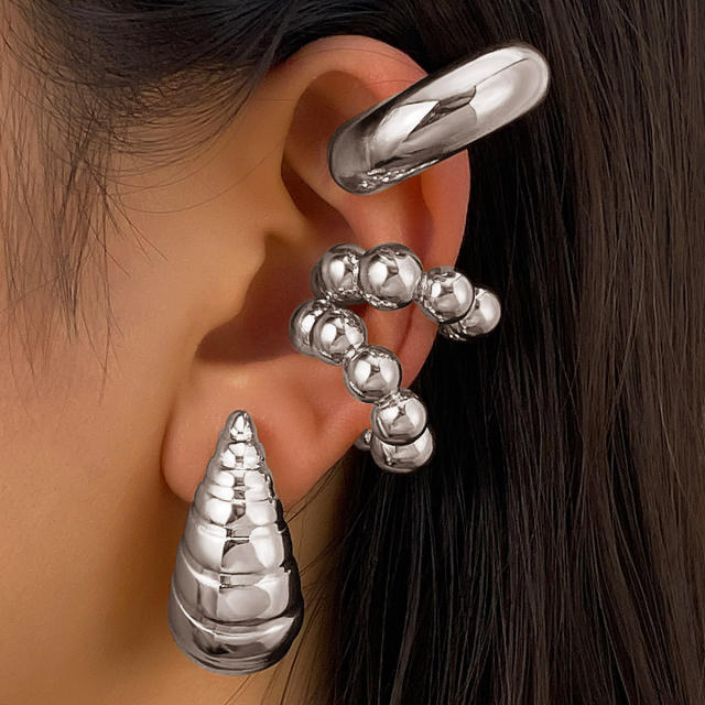 Vintage drop-shaped earrings set creative spherical ear cuff earring set