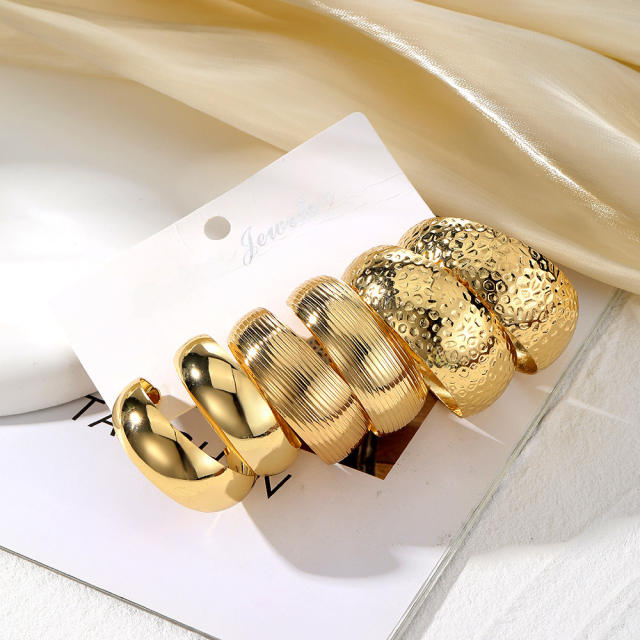 Personality exaggerated alloy earrings creative complex circle earrings suit 3-piece set