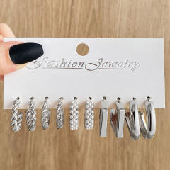 Geometric Multi-layer C- shaped Pearl Earrings Earrings set