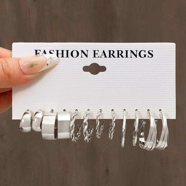 Geometric Multi-layer C- shaped Pearl Earrings Earrings set