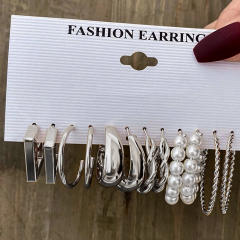 Geometric Multi-layer C- shaped Pearl Earrings Earrings set