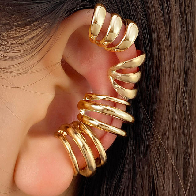 Simple multi-layer metal personality fashion hollow U-shaped ear cuff set