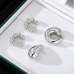 Vintage drop-shaped earrings set creative spherical ear cuff earring set