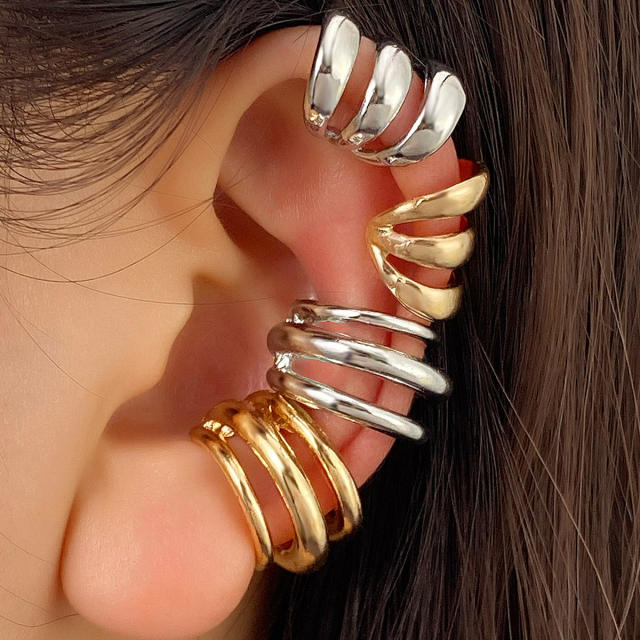 Simple multi-layer metal personality fashion hollow U-shaped ear cuff set