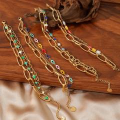 Bohemian stainless steel Gold Chain Miyuki Bead Women's Bracelet