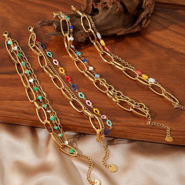 Bohemian stainless steel Gold Chain Miyuki Bead Women's Bracelet