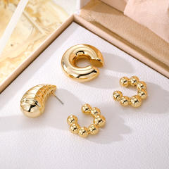 Vintage drop-shaped earrings set creative spherical ear cuff earring set