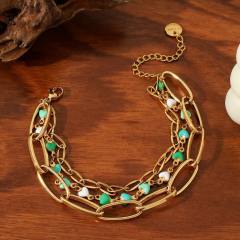 Bohemian stainless steel Gold Chain Miyuki Bead Women's Bracelet