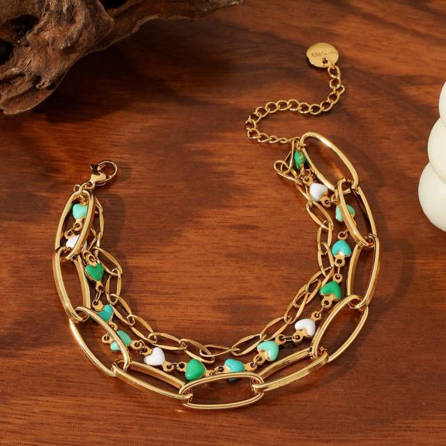 Bohemian stainless steel Gold Chain Miyuki Bead Women's Bracelet