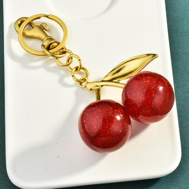 Factory direct new cherry keychain bag pendant women's bag jewelry exquisite car keychain wholesale generation