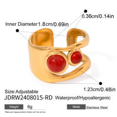 Vintage red agate stone statement stainless steel finger rings collection