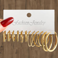 Fashion geometric hoop pearl earrings earrings suit 6-piece set