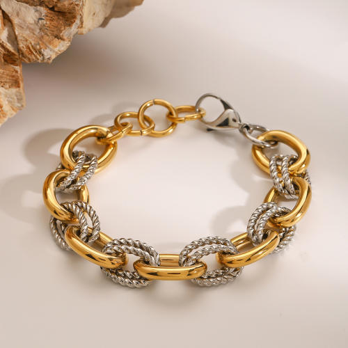 Chunky mix color stainless steel chain bracelet