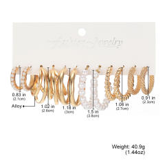 Fashion geometric hoop pearl earrings earrings suit 6-piece set