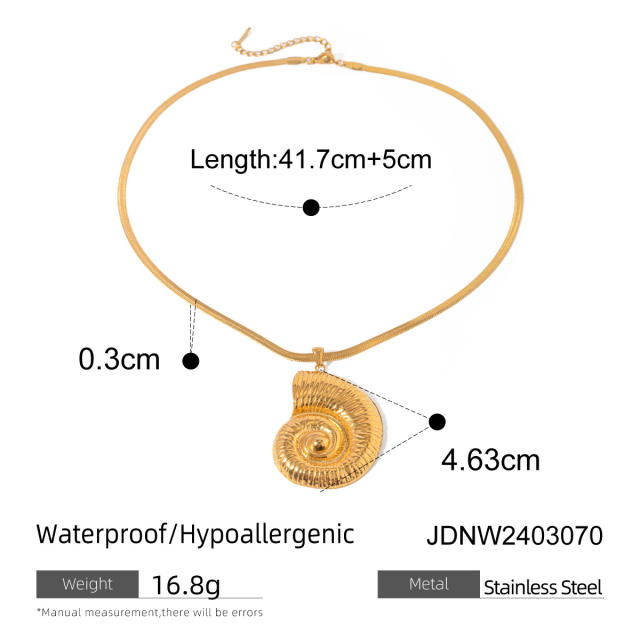 Vacation stainless steel conch necklace pearl earrings set collection