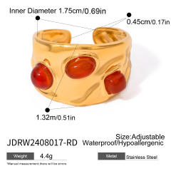 Vintage red agate stone statement stainless steel finger rings collection