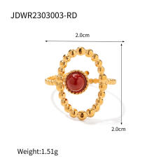 Vintage red agate stone statement stainless steel finger rings collection