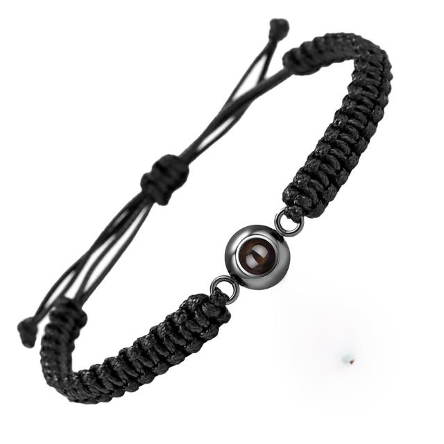Hot ale stainless steel woven bracelet 100 kinds of I love your language picture photo bracelet
