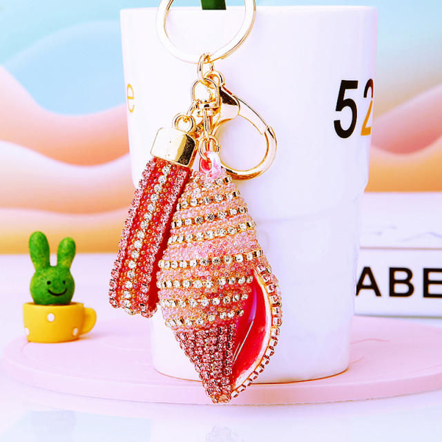 Diamond shell conch key chain cute women's bag charm