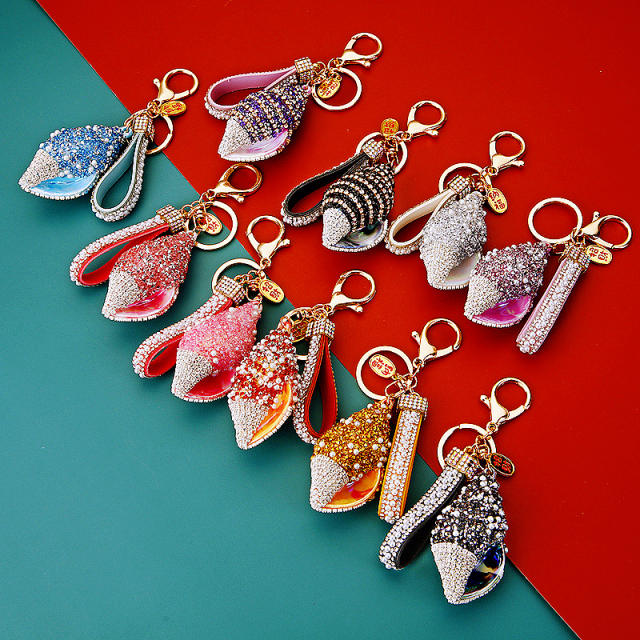 Diamond shell conch key chain cute women's bag charm