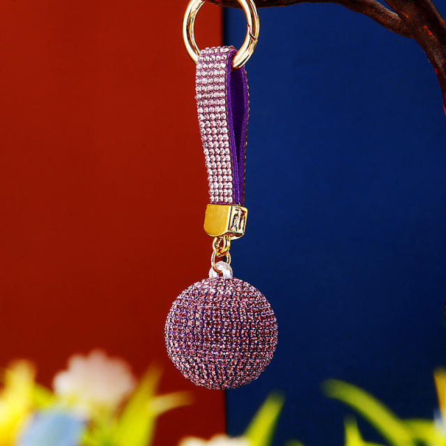 Diamond ball keychain metal women's bag charm