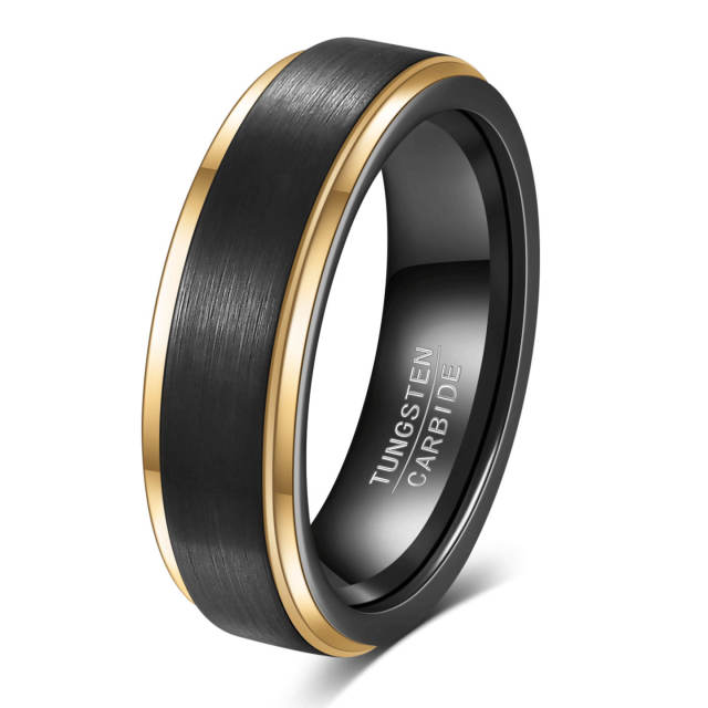 Men rings tungsten steel ring wholesale men's tungsten steel 6mm black gold ring