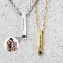 Hot sale stainless steel bar pendant necklace photo picture inside custom necklace keychain ideal gift